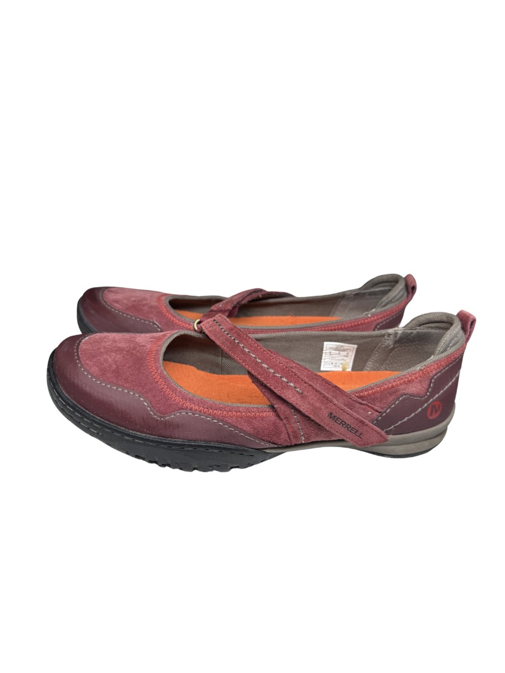 Merrell Zinfandel Mary Jane 10  burgundy suede ballet flats adjustable strap
